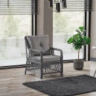 Edra Rattan Puflu Bahçe Balkon Takımı 3+1+1+Camlı Masa Gri-1