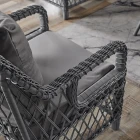 Edra Rattan Puflu Bahçe Balkon Takımı 3+1+1+Camlı Masa Gri-4