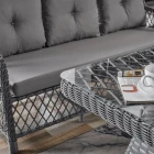 Edra Rattan Puflu Bahçe Balkon Takımı 3+1+1+Camlı Masa Gri-5