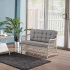 Icon Rattan Bahçe Balkon Oturma Takımı 2+1+1+Camlı Masa Kemik Rengi-0