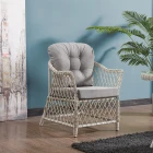 Icon Rattan Bahçe Balkon Oturma Takımı 2+1+1+Camlı Masa Kemik Rengi-1