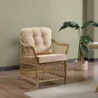 Icon Rattan Bahçe Balkon Oturma Takımı 2+1+1+Camlı Masa Cappuccino-1