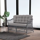 Icon Rattan Bahçe Balkon Oturma Takımı 2+1+1+Camlı Masa Gri-0
