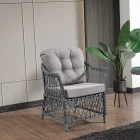 Icon Rattan Bahçe Balkon Oturma Takımı 2+1+1+Camlı Masa Gri-1