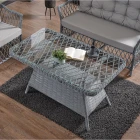 Icon Rattan Bahçe Balkon Oturma Takımı 2+1+1+Camlı Masa Gri-2