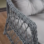 Icon Rattan Bahçe Balkon Oturma Takımı 2+1+1+Camlı Masa Gri-3