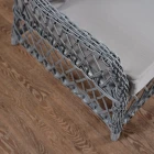 Icon Rattan Bahçe Balkon Oturma Takımı 2+1+1+Camlı Masa Gri-4