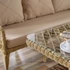 Joy Rattan Puflu Bahçe Balkon Takımı 3+1+1+Camlı Masa Cappuccino-5