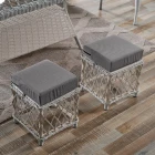 Joy Rattan Puflu Bahçe Balkon Takımı 3+1+1+ Camlı Masa Kemik Rengi-3