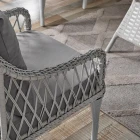 Joy Rattan Puflu Bahçe Balkon Takımı 3+1+1+ Camlı Masa Kemik Rengi-5