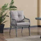 Joy Rattan Puflu Bahçe Balkon Takımı 3+1+1+ Camlı Masa Gri-1