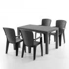Side 4 Kişilik Rattan Masa Sandalye Takımı Siyah-0