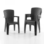 Side 4 Kişilik Rattan Masa Sandalye Takımı Siyah-1