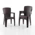 Side 4 Kişilik Rattan Masa Sandalye Takımı Kahve-1