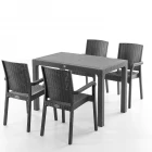 King 4 Kişilik Rattan Masa Sandalye Takımı Siyah-0
