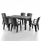 Side 6 Kişilik Rattan Masa Sandalye Takımı Siyah-0