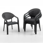 Bamboo 6 Kişilik Rattan Masa Sandalye Takımı Siyah-1