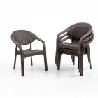 Bamboo 6 Kişilik Rattan Masa Sandalye Takımı Kahve-0