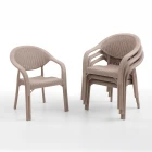 Bamboo 6 Kişilik Rattan Masa Sandalye Takımı Cappuccino-0