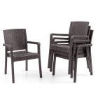 King 6 Kişilik Rattan Masa Sandalye Takımı Kahve-0