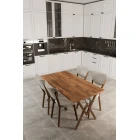 Elma 4 Kişilik Mutfak Yemek Masa Takımı Krem-0