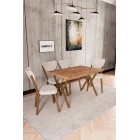 Elma 4 Kişilik Mutfak Yemek Masa Takımı Krem-1