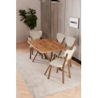 Elma 4 Kişilik Mutfak Yemek Masa Takımı Krem-2