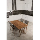 Elma 4 Kişilik Mutfak Yemek Masa Takımı Kahve-0