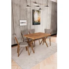 Elma 4 Kişilik Mutfak Yemek Masa Takımı Kahve-1