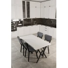 Elma 4 Kişilik Mutfak Yemek Masa Takımı Gri-0