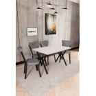 Elma 4 Kişilik Mutfak Yemek Masa Takımı Gri-1