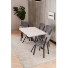 Elma 4 Kişilik Mutfak Yemek Masa Takımı Gri-2