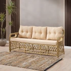 Edra Rattan Puflu Bahçe Balkon Takımı 3+1+1+Camlı Masa Cappuccino-0