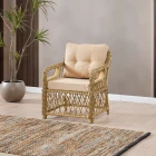 Edra Rattan Puflu Bahçe Balkon Takımı 3+1+1+Camlı Masa Cappuccino-1