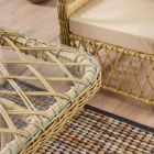 Edra Rattan Puflu Bahçe Balkon Takımı 3+1+1+Camlı Masa Cappuccino-5