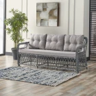 Edra Rattan Puflu Bahçe Balkon Takımı 3+1+1+Camlı Masa Gri-0