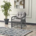 Edra Rattan Puflu Bahçe Balkon Takımı 3+1+1+Camlı Masa Gri-1