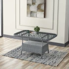 Edra Rattan Puflu Bahçe Balkon Takımı 3+1+1+Camlı Masa Gri-2