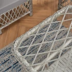 Edra Rattan Puflu Bahçe Balkon Takımı 3+1+1+Camlı Masa Kemik Rengi-5