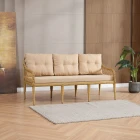 Joy Rattan Puflu Bahçe Balkon Takımı 3+1+1+Camlı Masa Cappuccino-0