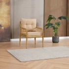 Joy Rattan Puflu Bahçe Balkon Takımı 3+1+1+Camlı Masa Cappuccino-1