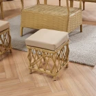 Joy Rattan Puflu Bahçe Balkon Takımı 3+1+1+Camlı Masa Cappuccino-4