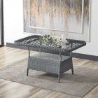 Joy Rattan Puflu Bahçe Balkon Takımı 3+1+1+ Camlı Masa Gri-2