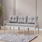 Joy Rattan Puflu Bahçe Balkon Takımı 3+1+1+ Camlı Masa Kemik Rengi-0