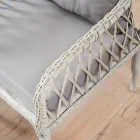 Joy Rattan Puflu Bahçe Balkon Takımı 3+1+1+ Camlı Masa Kemik Rengi-3