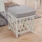 Joy Rattan Puflu Bahçe Balkon Takımı 3+1+1+ Camlı Masa Kemik Rengi-4