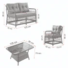 Breda Rattan Örgü Bahçe Balkon Takımı 2+1+1 Cam Masalı Kahve-5