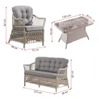 Icon Rattan Bahçe Balkon Oturma Takımı 2+1+1+Camlı Masa Gri-5