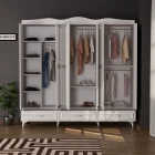 Luna 6 Kapaklı 3 Çekmeceli Aynalı Gardırop Beyaz-1