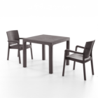 King 2 Kişilik Rattan Masa Sandalye Takımı Kahve-0